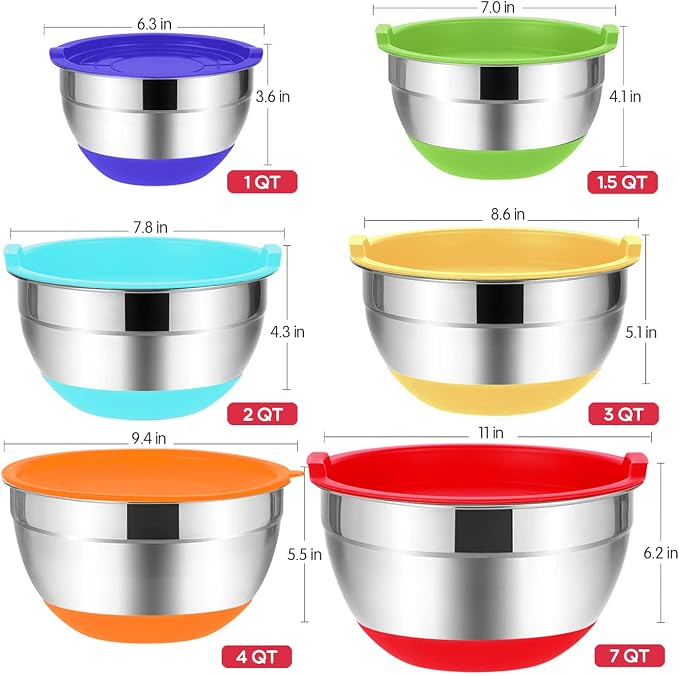 Rottay Mixing Bowls with Airtight Lids, Nesting Bowls with 3 Grater Attachments - Image 5