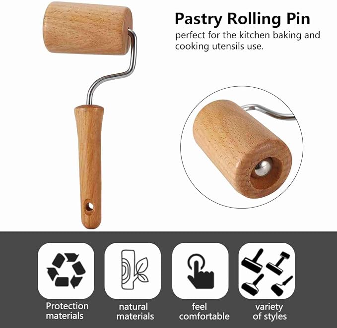 Small Rolling Pin, Pizza Dough Roller, Non Stick Wood Pastry Roller, Kitchen - Image 8