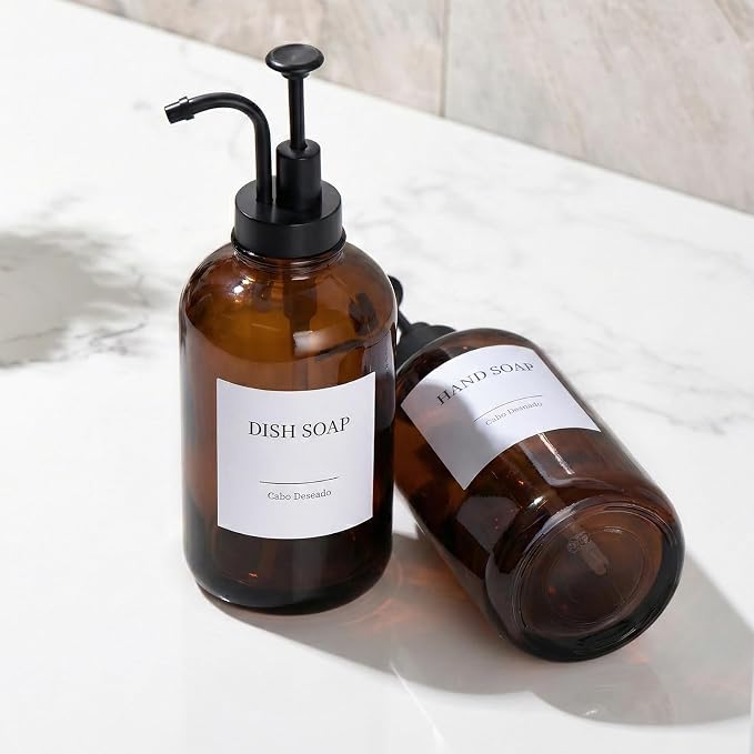 Glass Soap Dispenser with Pump, Dish and Hand Soap Dispenser - Image 2