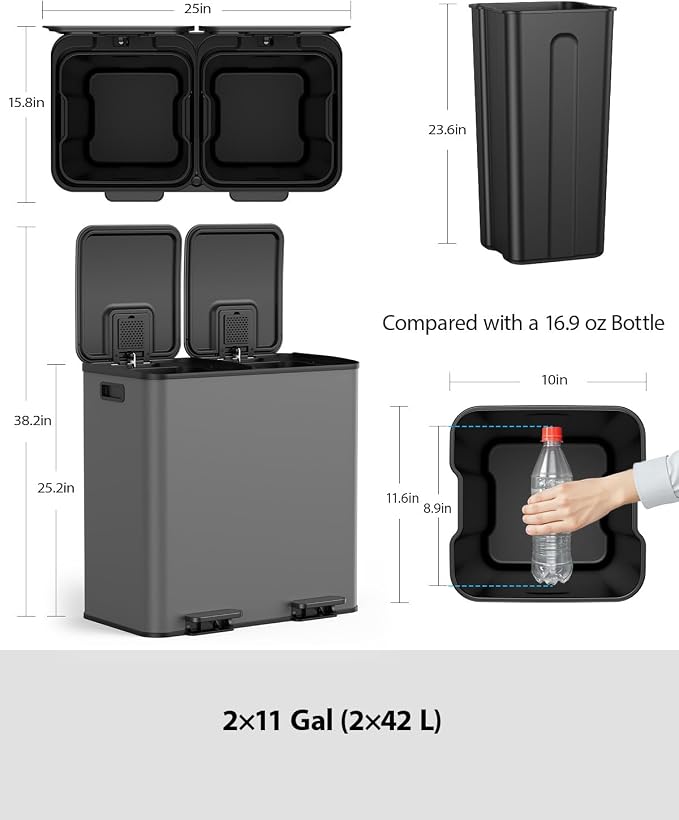 Lovewind Dual Trash and Recycling Bins - Image 6