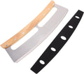 Pizza Rocker Cutter Semicircular Blade with Wooden Handle Stainless