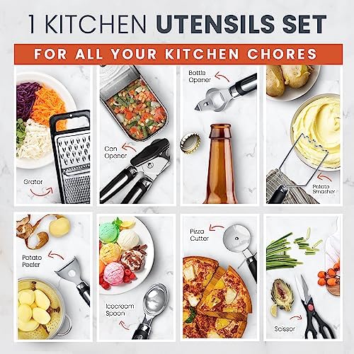 RFAQK 40PCs Silicone Cooking Utensil Set, 446℉