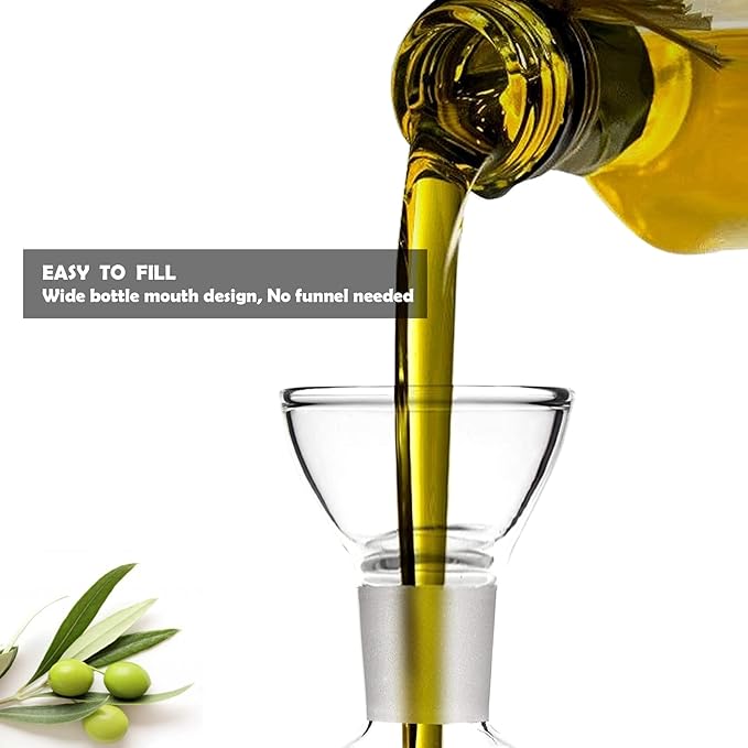 8 ounce/240 ml No Funnel Needed Olive Oil & Vinegar Dispenser Glass Cruet - Image 3