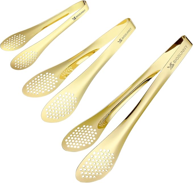 MSY BIGSUNNY Chef Kitchen Tongs Stainless Steel Food Serving Tongs Set of 3 by MSYBIGSUNNY