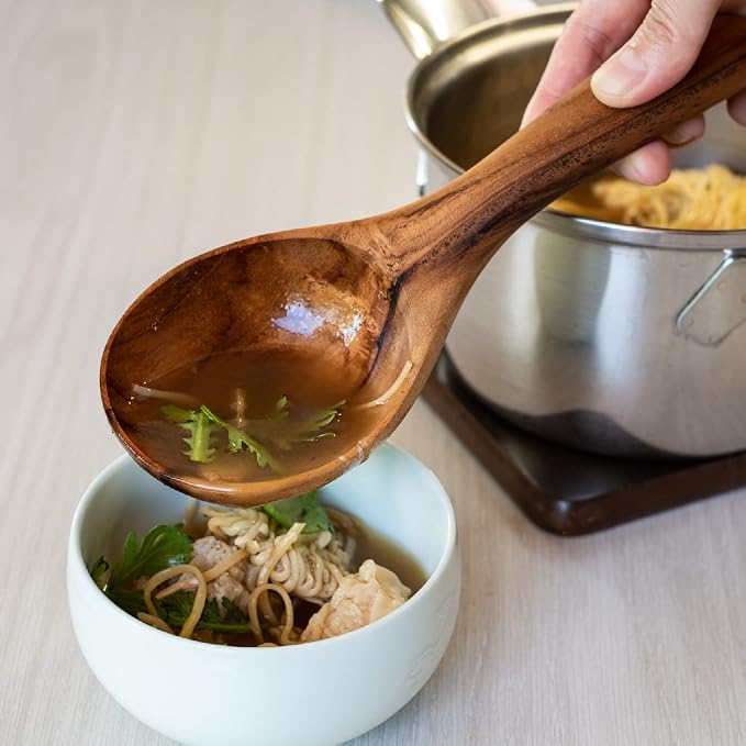 FAAY Short Handle Ladle, Eco Friendly Wooden Kitchen Tool, Hand Carved Unique - Image 7