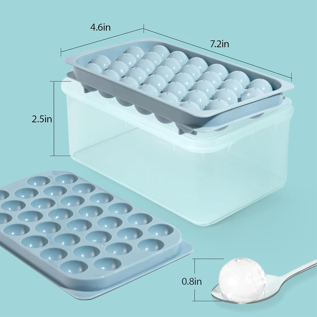 Ice Cube Trays with Lid and Bin, 0.8 IN Small Round Ice Cube Mold