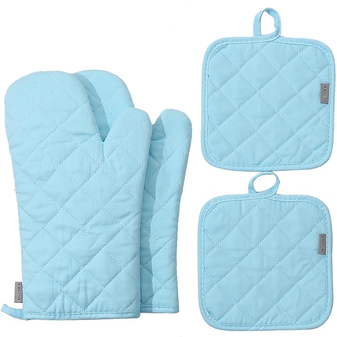 Oven Mitts and Pot Holders 4 pcs Set, High Heat Resistant 500 Degree Extra by M+MIAOYAN