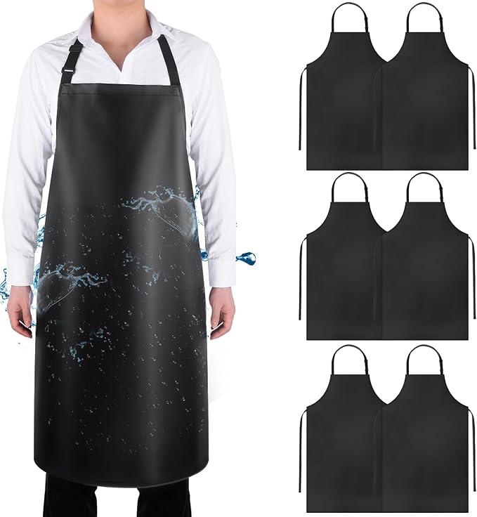 Gotega Waterproof Rubber Vinyl Apron Adjustable Dishwasher Apron by Gotega