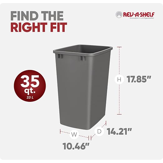 Rev-A-Shelf Polymer Replacement 35 Quart Trash Bin Recycle Waste Garbage - Image 3