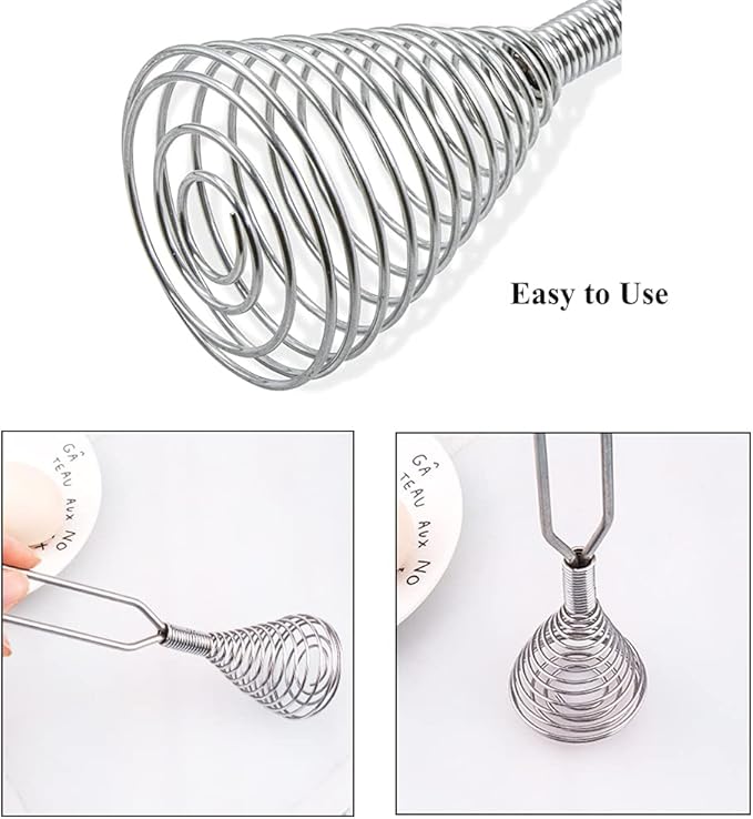Stainless Steel Spring Coil Whisk Wire Whip Cream Egg Beater Gravy Cream Hand - Image 6