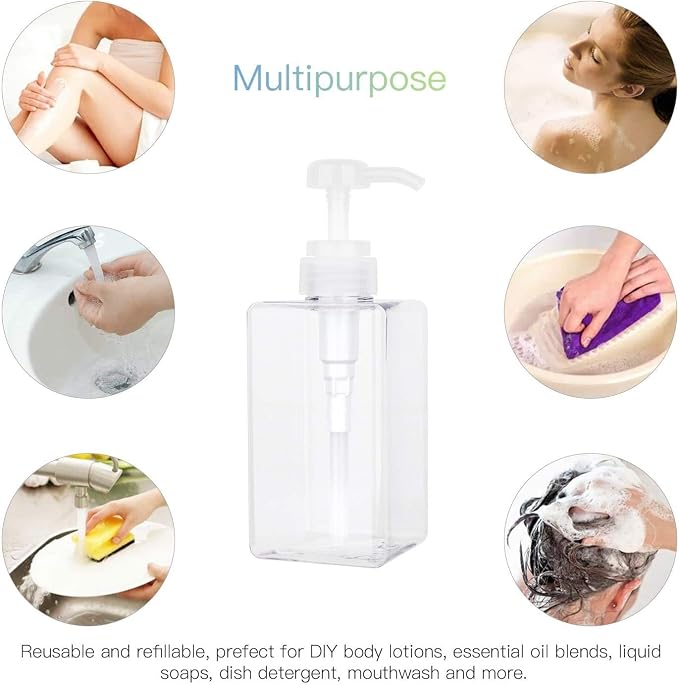 Pump Bottle, Refillable Plastic Empty Lotion Soap Dispenser Liquid Container - Image 4