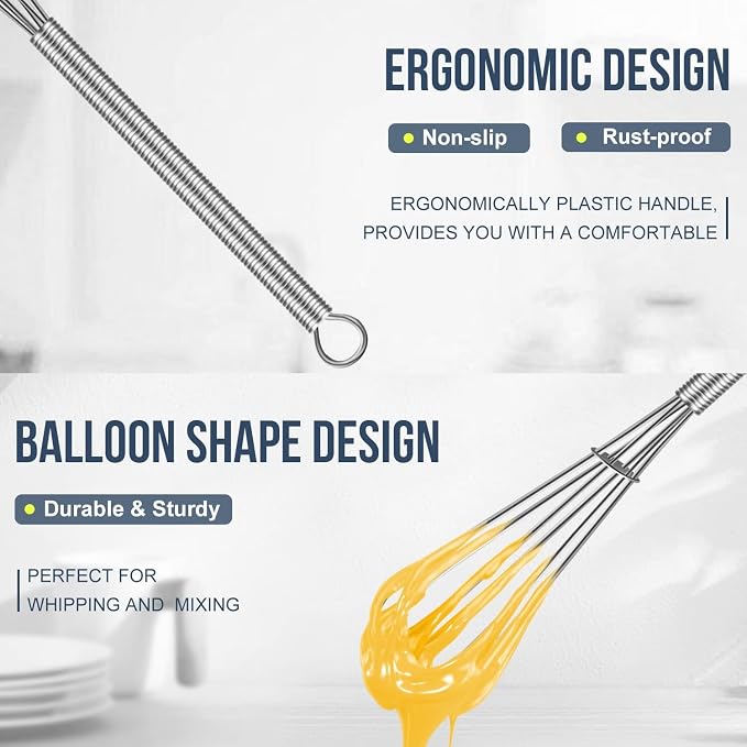 Eddeas Small Whisk Stainless Steel, Mini wire whisk 3 Pieces, 6in & 7in Tiny - Image 6