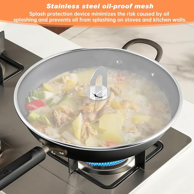 Splatter Screen for Frying Pan, 3 Pack Stainless Steel Extra-Fine Mesh Grease - Image 2