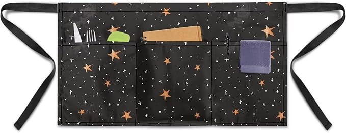 Server Apron with 3 Pockets, Waterproof Oil Waitress Waiter Half Apron by Noprintge