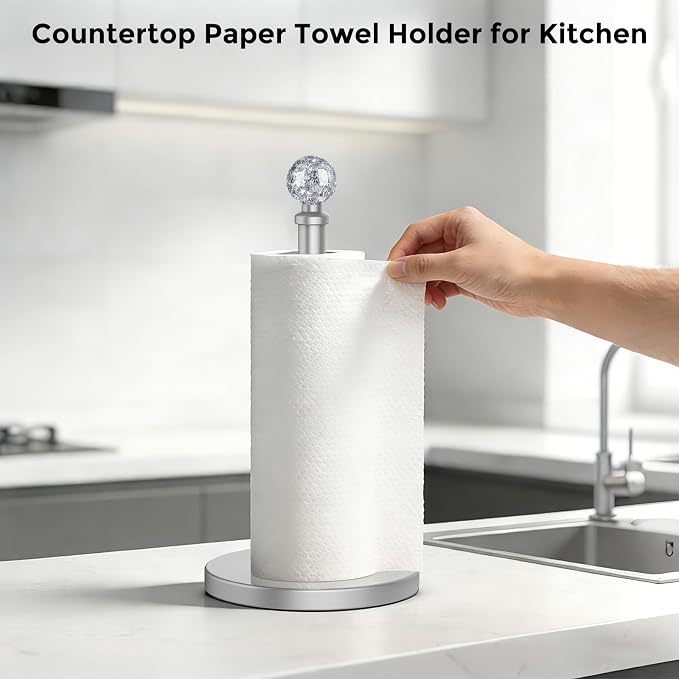 Paper Towel Holder Countertop Silver, Unique Silver Ball Decor, Brass Paper - Image 6