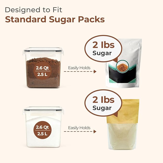 ComSaf Brown Sugar Container Set of 2, Airtight Food Storage Containers - Image 3