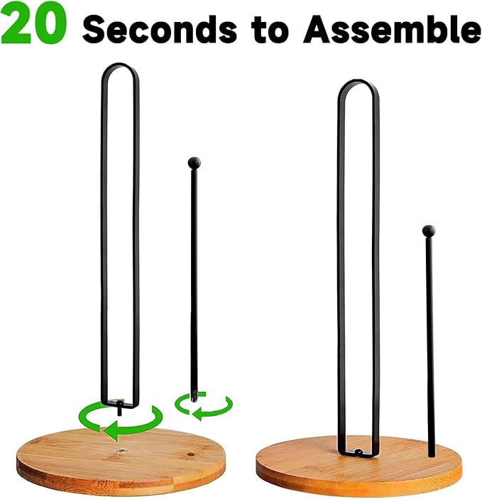 Wood Paper Towel Holder Countertop, TONLEA Kitchen Paper Towel Holder - Image 3