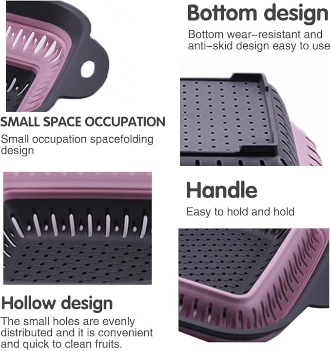 Collapsible Colander Set, Square Round Triangles Silicone Kitchen Strainer - Image 5