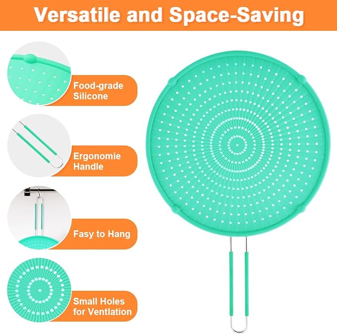 Splatter Screen for Frying Pan, Grease Splatter Guard, Heat-Resistant Splatter - Image 4