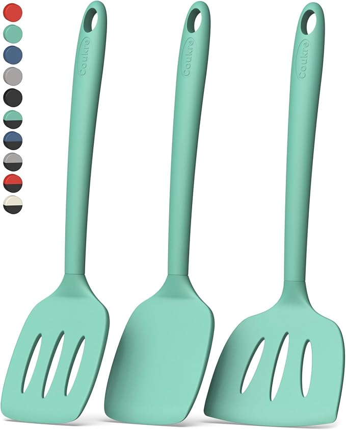 Coukre 3 Pack Silicone Spatula Set, High Heat Resistant, Fish Spatula, Solid & by Coukre