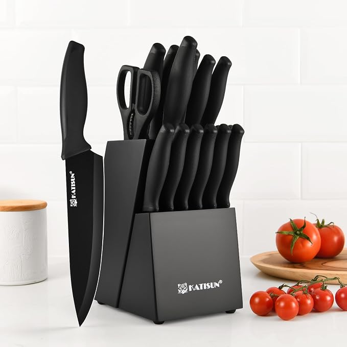 15-Piece Stainless Steel Kitchen Knife Set, Built-in Knife Sharpener, - Image 7