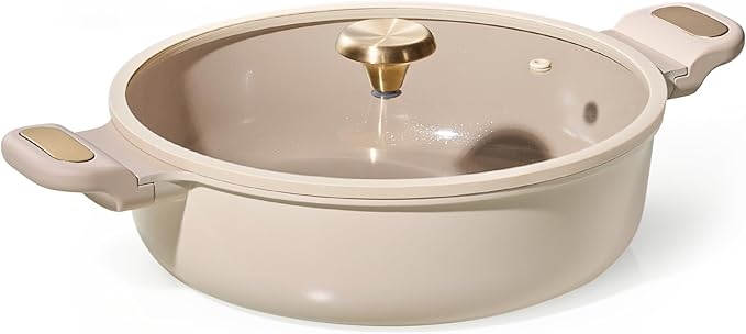 CAROTE 4.5Quart Stock Pot with Lid, Non Toxic Ceramic Soup Pot, Nonstick by CAROTE
