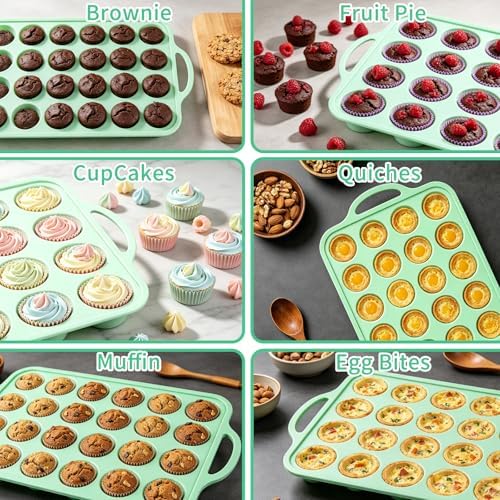 2 Pack Silicone Mini Muffin Pan, 48 Cups Mini Cupcake Pans