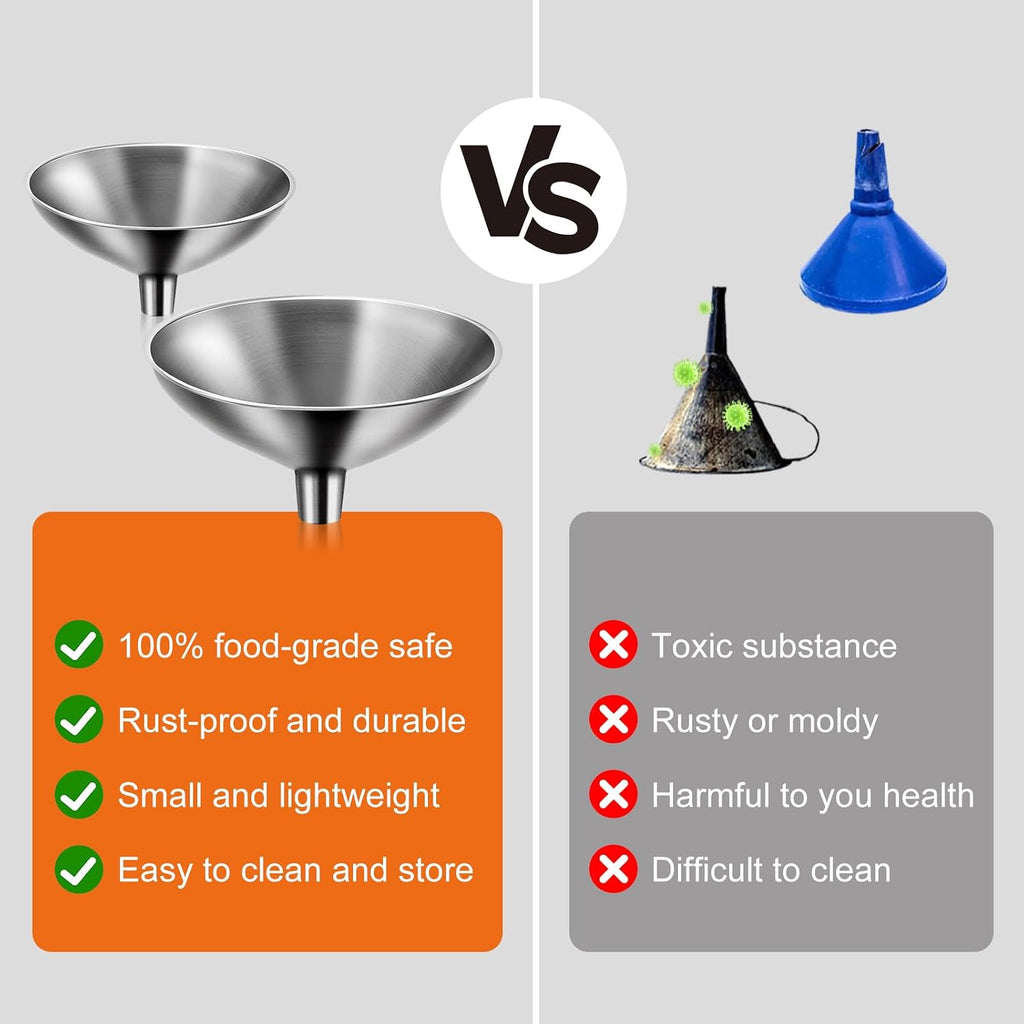 Small Funnel Set of 2, Stainless Steel Mini Funnel for Essential Oil