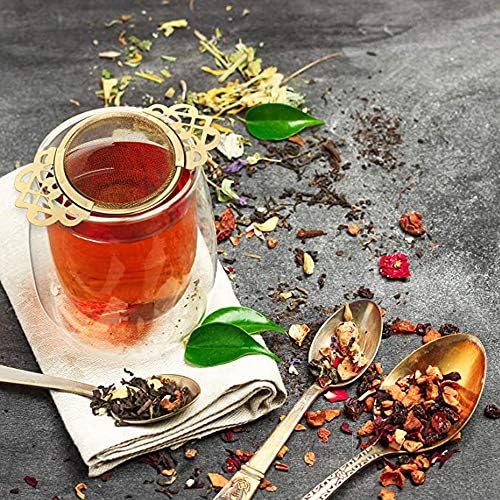 3 Pieces Gold Empress Tea Strainers with Drip Bowls, Mesh Tea Infuser