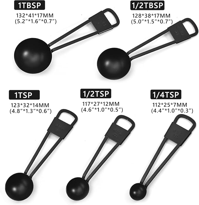 9PCS Black Stainless Steel Measuring Cups and Spoons Set, Heavy Duty Measuring - Image 7