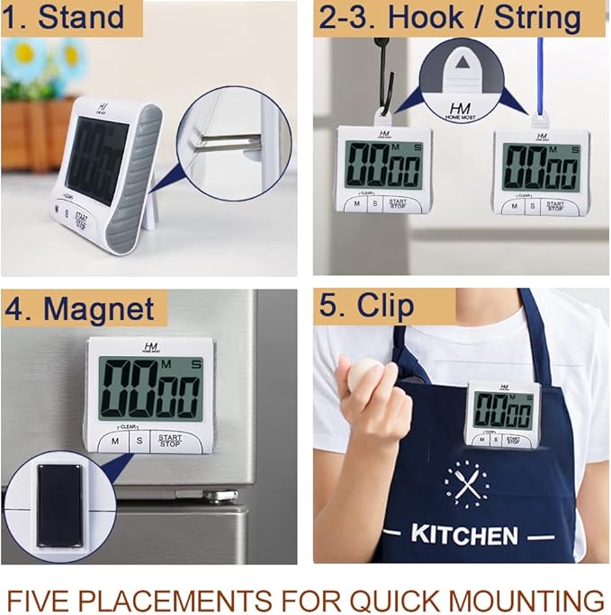 3" Large Display Kitchen Timer - Image 3