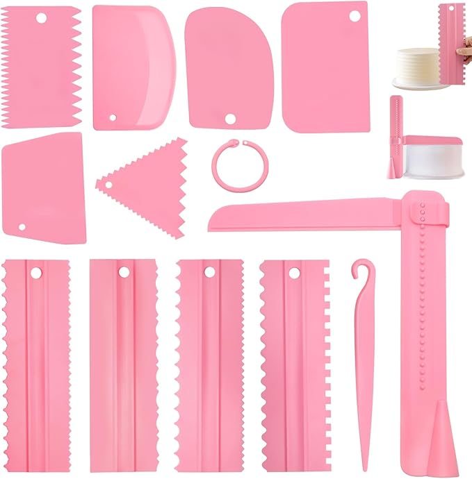 12 Pcs Adjustable Cake Smoother Set, Plastic Cake Decorating Tools Comb and by Unknown