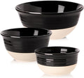 HASENSE Ceramic Mixing Bowls Set of 3, 84/40/20 Oz Black & Beige Stoneware Bowls by Hasense