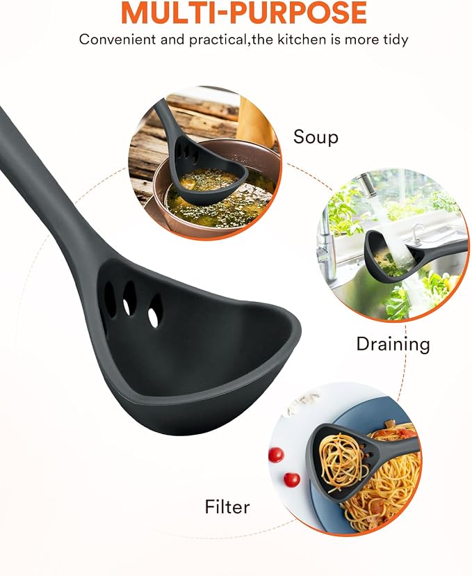 Large Silicone Ladle Spoon for Soup, Non Stick Kitchen Utensils - Image 4