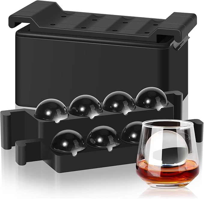 Mooues Clear Ice Cube Maker, 8 Large Whiskey Ice Cubes Mold, 2 Inch Silicone by Mooues