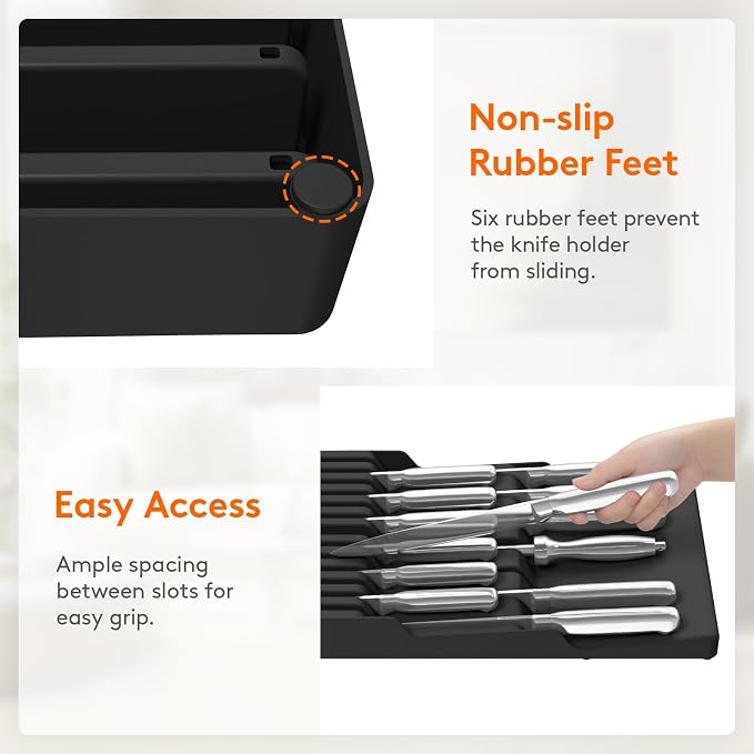 Lifewit Magnetic Drawer Knife Organizers Insert, Kitchen Plastic In Drawer - Image 6