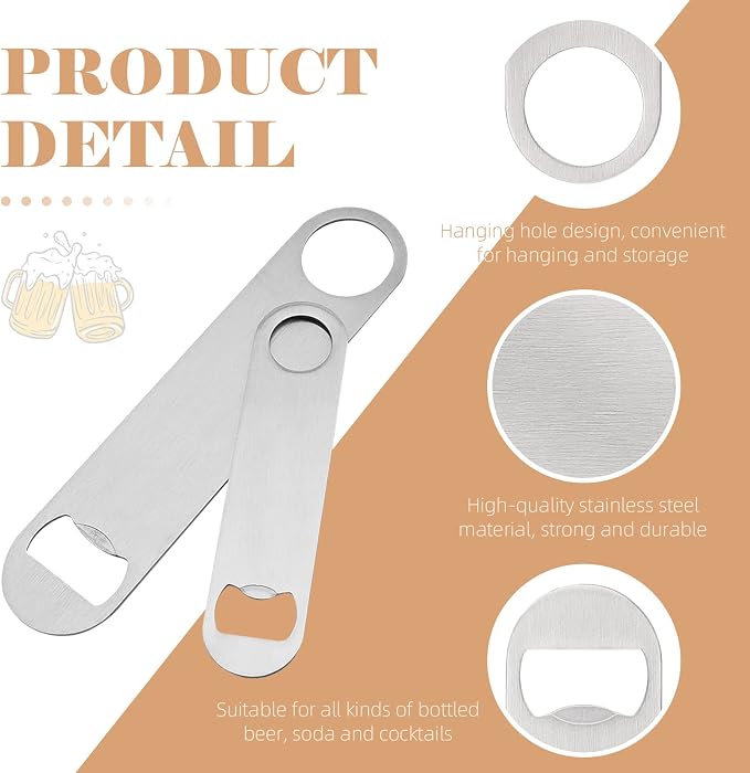24 Pack Flat Beer Bottle Opener 5 inch Heavy Duty Stainless Steel Flat Bottle - Image 3