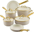 Farberware Forged Induction Ceramic Nonstick Cookware Set, Taupe Pots & Pans by Farberware