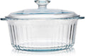 Round Glass Casserole Baking Dish With Lid, Borosilicate Glass, 1.6QT