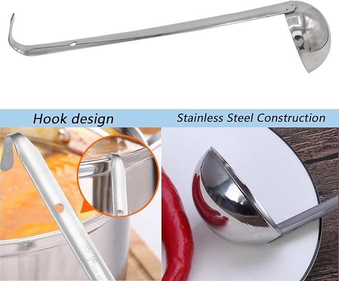3 Pcs 2 oz Stainless Steel Soup Ladle Set, Long Handle Serving Spoons - Image 4