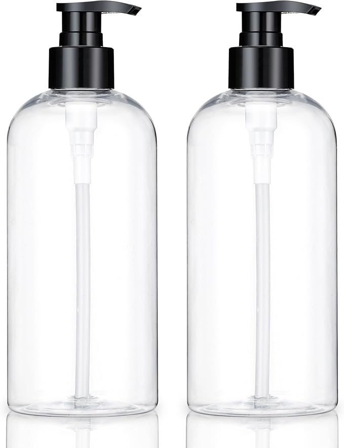 Empty Plastic Pump Bottles Dispenser 2 Pack Clear Refillable Pump Bottle by KREMORV