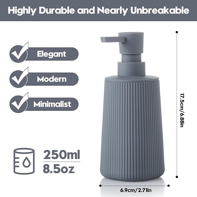 Small Soap Dispenser for Bathroom and Kitchen, Modern Farmhouse Striped Style - Image 6