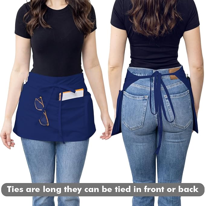 Dreamology Waitress Apron with Pockets, Server Aprons with 3 Pockets, Short & - Image 2