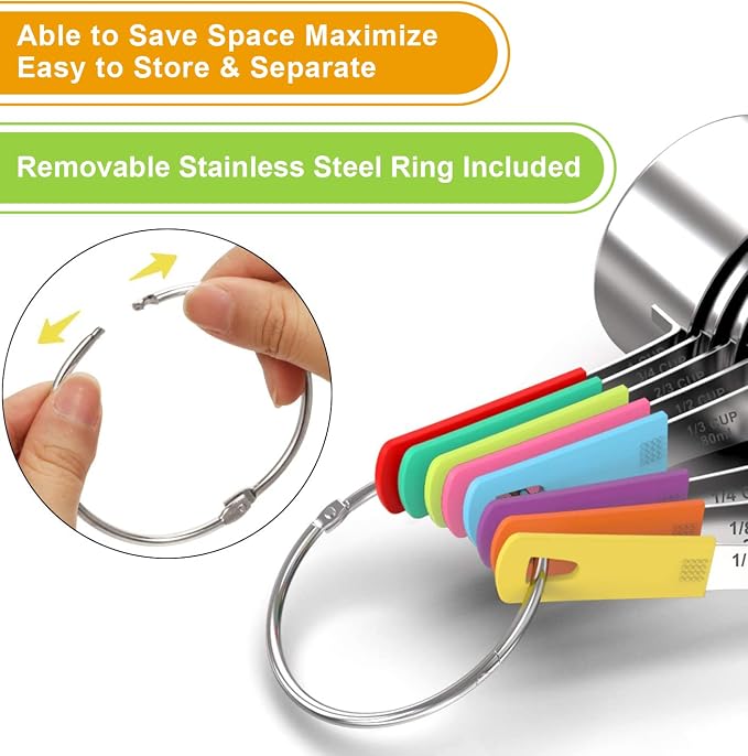 Wildone 8-Piece Measuring Cups Set, Stainless Steel Nesting Measuring Cups - Image 5