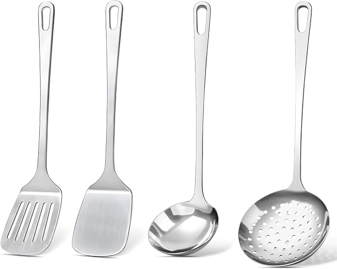 4 Pcs Cooking Utensils Set, Stainless Steel Kitchen Utensils, Heat Resistant by Unknown