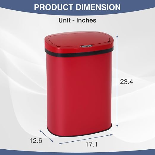 PayLessHere | 13 Gallon Stainless Steel Trash Can | Red | Automatic Touchless - Image 7