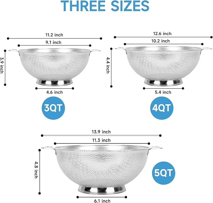 Colander for Kitchen, Stainless Steel Colander Strainer - Image 2