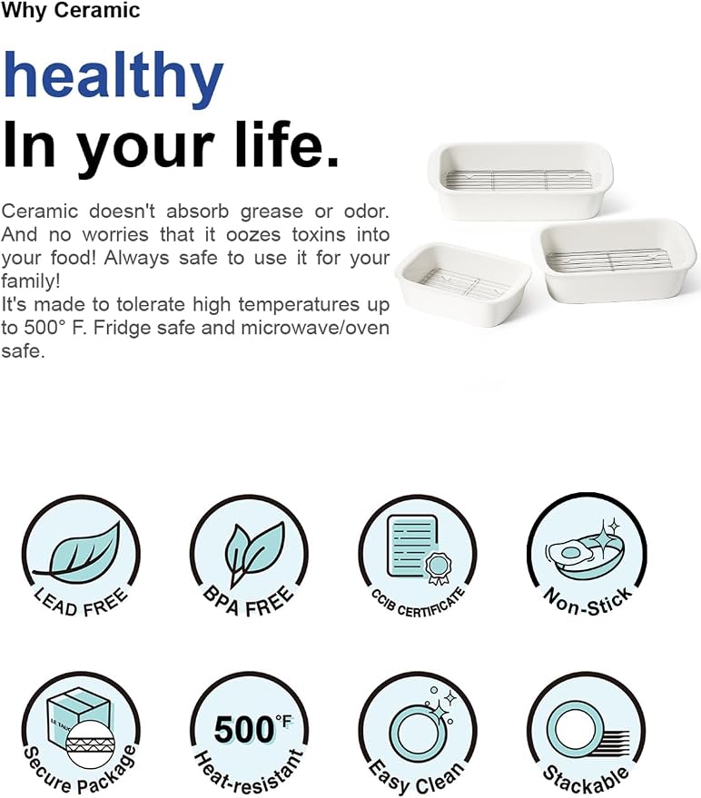 LE TAUCI Deep Casserole Dishes for Oven, 13.7”x9.6” Ceramic Baking Dish Set - Image 9