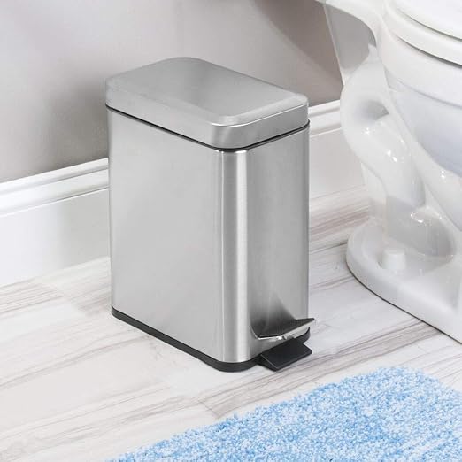 mDesign Rectangular Step-Open Wastebasket Trash Can - Image 2