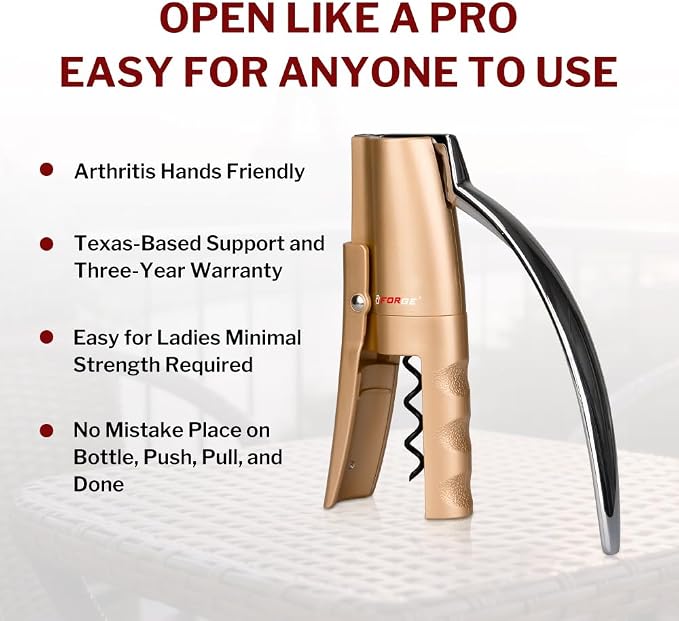 Forge Quality Compact Vertical Lever Corkscrew Wine Opener - Image 2